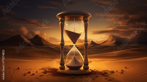 A thought-provoking illustration displaying an hourglass with sands slipping away - Generative AI