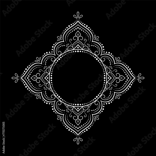 Frame in eastern tradition. Stylized with henna tattoos decorative pattern for decorating covers for book, notebook, casket, magazine, postcard and folder. Flower border in mehndi style.