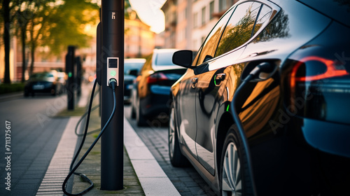 Electric cars with a charging stations