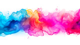 A colourful powder explosion of holi paint on white background