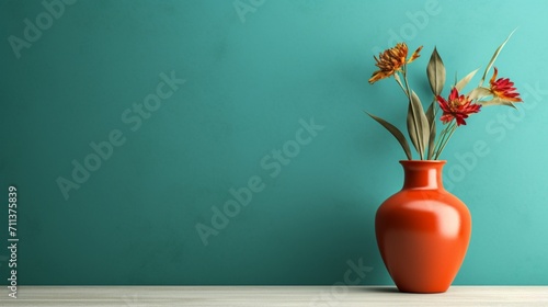 A vase is placed on one side with beautiful background - Generative AI
