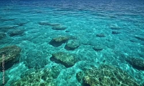 Clear Turquoise Ocean Water over Rocky Seabed © arifsuw