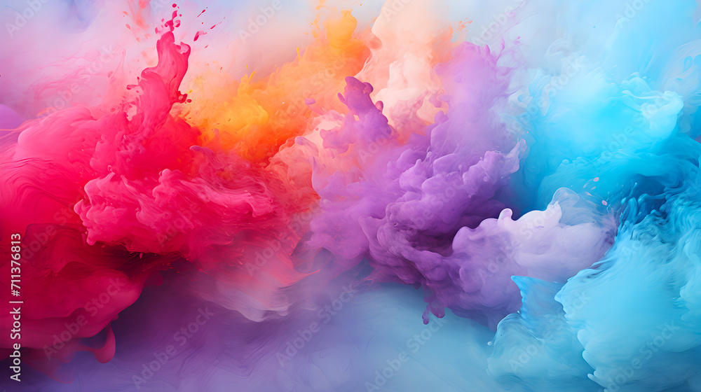 Fototapeta premium A colourful powder explosion of holi paint on black background