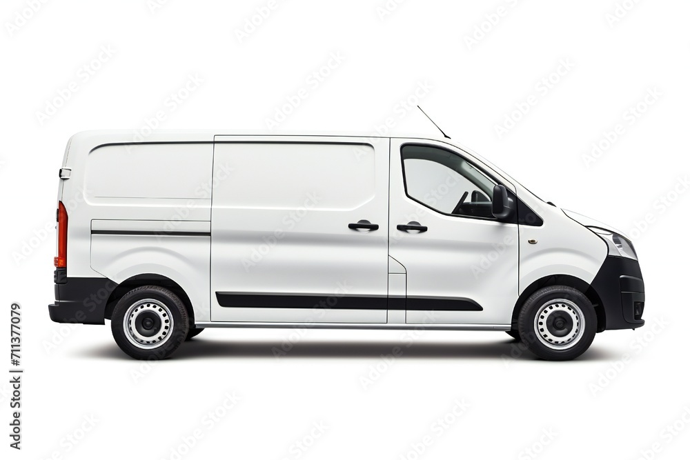 White van mockup on white background Generative Ai