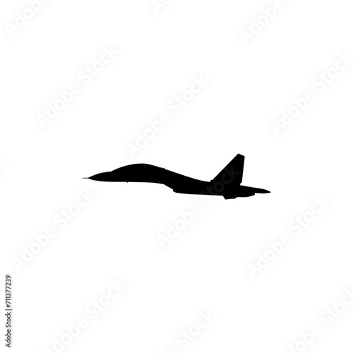 Silhouette of the Jet Fighter  Fighter aircraft are military aircraft designed primarily for air-to-air combat. Vector Illustration