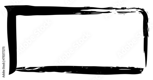 Frame banner hand painted with black ink brush. Png clipart isolated on transparent background