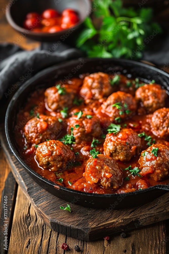 delicious meatball in bolognese sauce