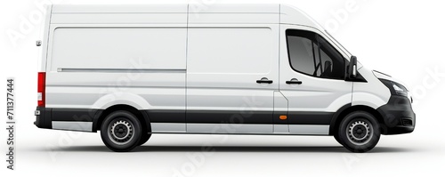 White van mockup on white background Generative Ai