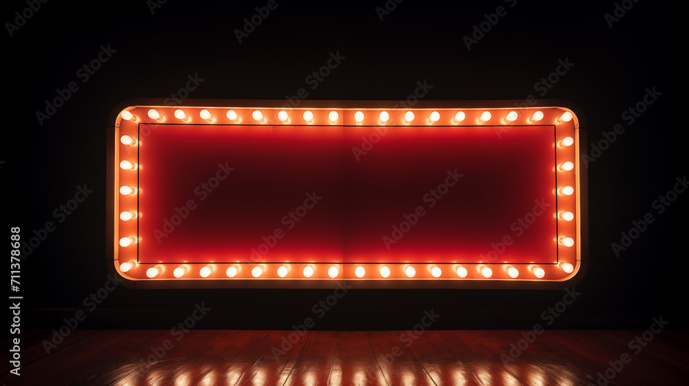Marquee retro vintage blank sign at night. AI generated - obrazy, fototapety, plakaty 