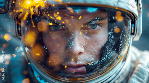 Closeup portrait of an astronaut.