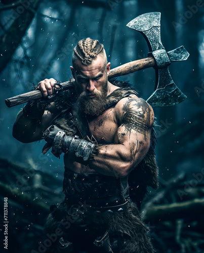 Viking Warrior in Authentic Attire
