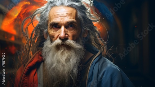 Portrait eines alten Mannes mit weißen Haaren und langem Bart