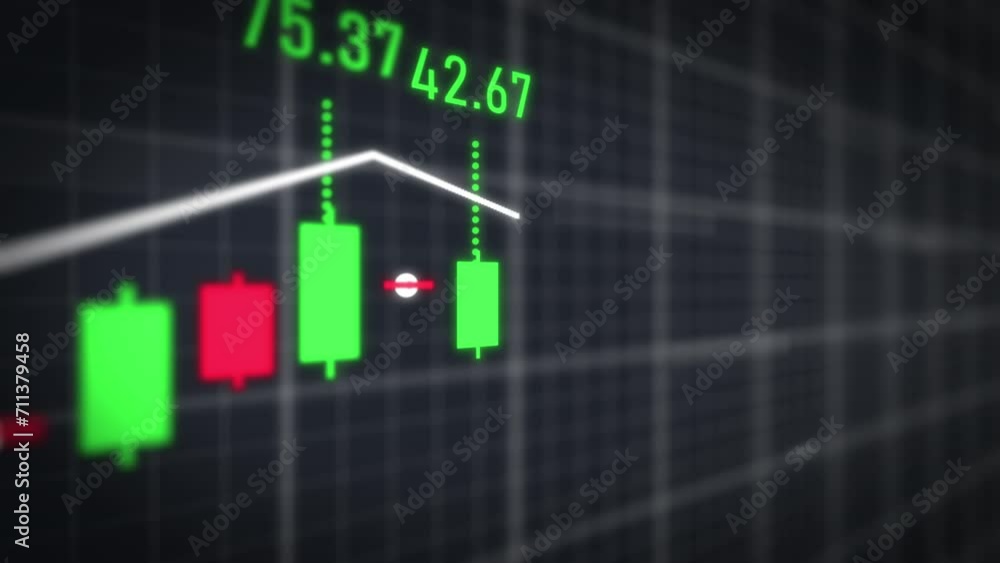 Closeup financial chart with candlestick graph in stock market Closeup financial chart with candlestick graph in stock market