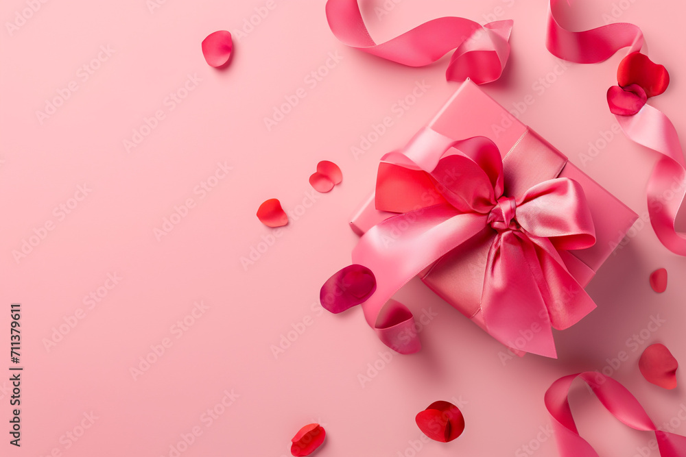 captivating Valentine's Day banner featuring a vibrant gift box adorned with a bow, announcing a special sale and discount. Ensure there's ample copy space for promotional messages or offers captivating Valentine's Day banner featuring a vibrant gift box adorned with a bow, announcing a special sale and discount. Ensure there's ample copy space for promotional messages or offers