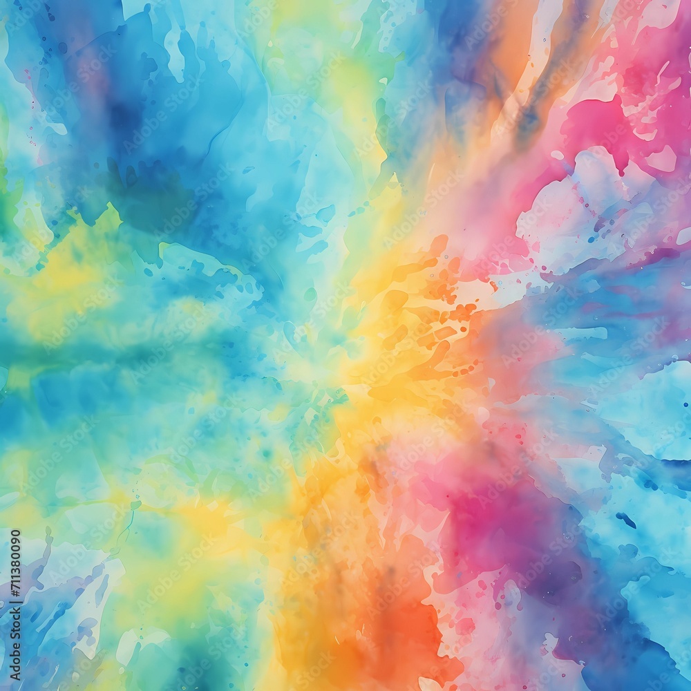 Explosive Watercolor Fusion in Rainbow Hues
