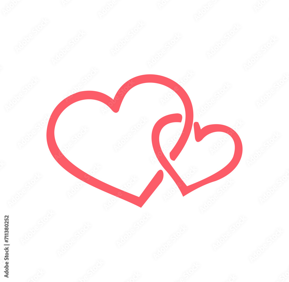Two heart in white and pink colour