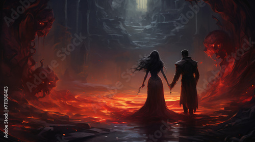 Persephone and Hades in the Underworld Fantasy Conca photo