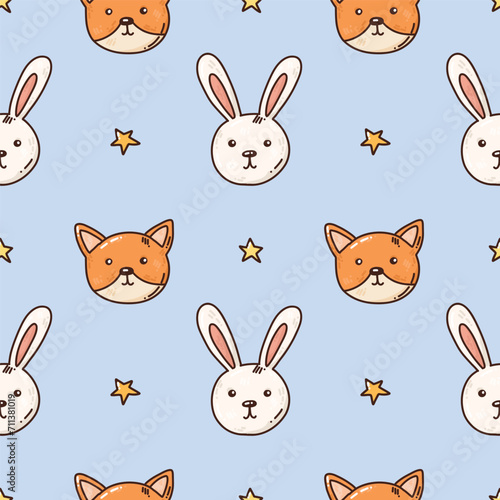 cute colorful seamless pattern with animals