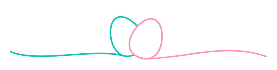 Doodle Easter Eggs line art banner in scribble style hand drawn with thin line, divider shape. Png clipart isolated on transparent background