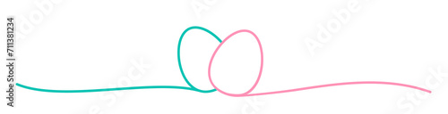Doodle Easter Eggs line art banner in scribble style hand drawn with thin line, divider shape. Png clipart isolated on transparent background