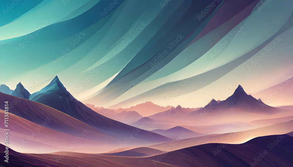 Abstract illustration of mountains colorful landscape