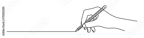 Принти на полотні Hand holding a pencil and drawing a line