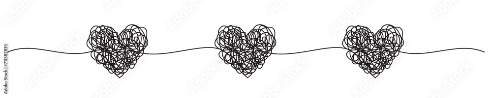 Banner with tangled grungy heart scribbles hand drawn with thin line, divider shape. Png clipart isolated on transparent background Banner with tangled grungy heart scribbles hand drawn with thin line, divider shape. Png clipart isolated on transparent background