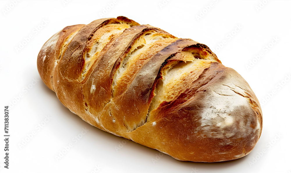 Fresh bread from the oven. Food photography. Isolated Illustration on white background.	