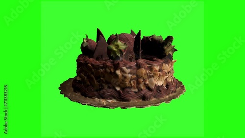 Delicious Food Seamless Loop 3D Animation with Copy Space on Green Screen