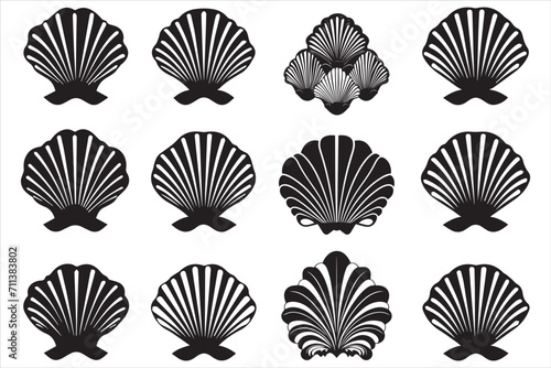 New Selling Sea shell silhouette bundle vector.