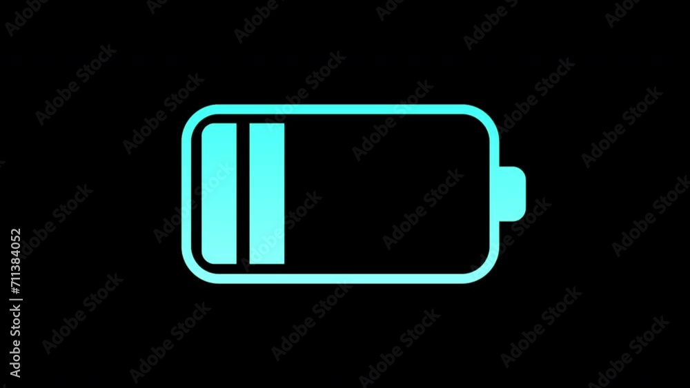 Digital low battery charging status indicator animation. Charger, running from red low to green full cell phone battery. Digital low battery charging status indicator animation. Charger, running from red low to green full cell phone battery.