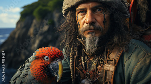 Adventures of the Pirates and his pet parrot