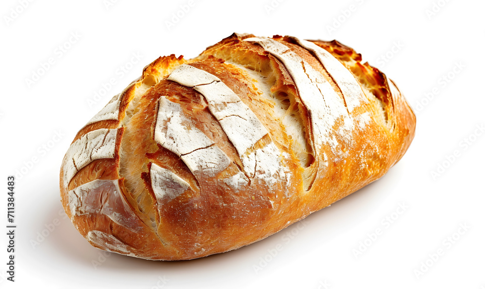 Fresh bread from the oven. Food photography. Isolated Illustration on white background.