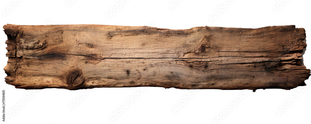 Naklejka premium Empty rotten wood banner sign on transparent background Generative Ai