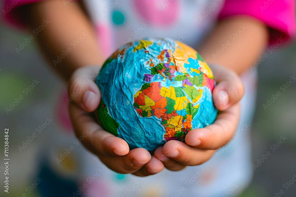 Child Holding a Small Globe in Their Hands Child Holding a Small Globe in Their Hands