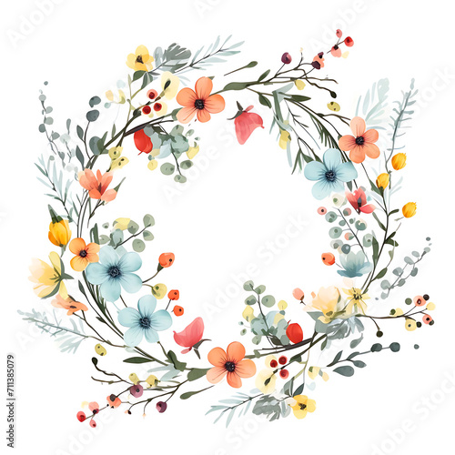 wreath of watercolor flowers