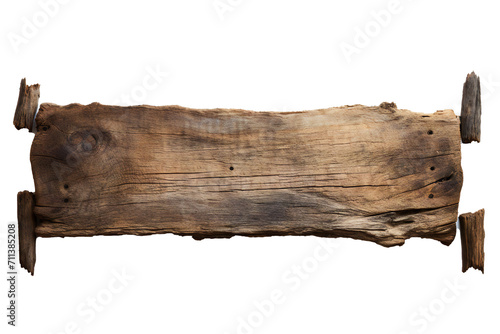 Empty rotten wood banner sign on transparent background Generative Ai