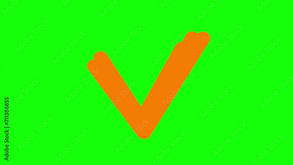 Animated orange icon of check mark drawn with marker. Hand drawn symbol appears. Vector illustration isolated on green background.
Animated orange icon of check mark drawn with marker. Hand drawn symbol appears. Vector illustration isolated on green background.