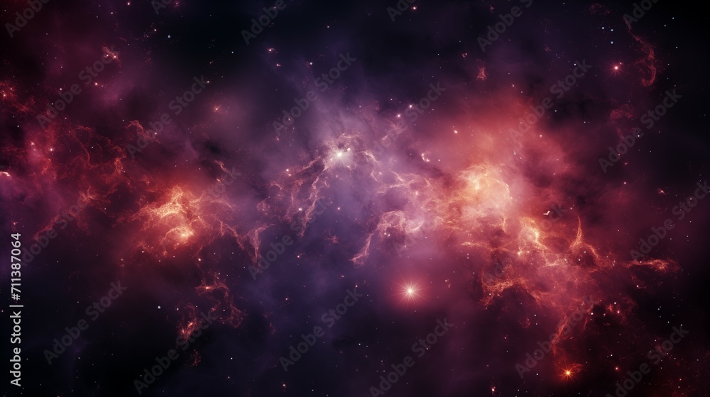 Vibrant Cosmic Nebula with Stars, Universe Space Background