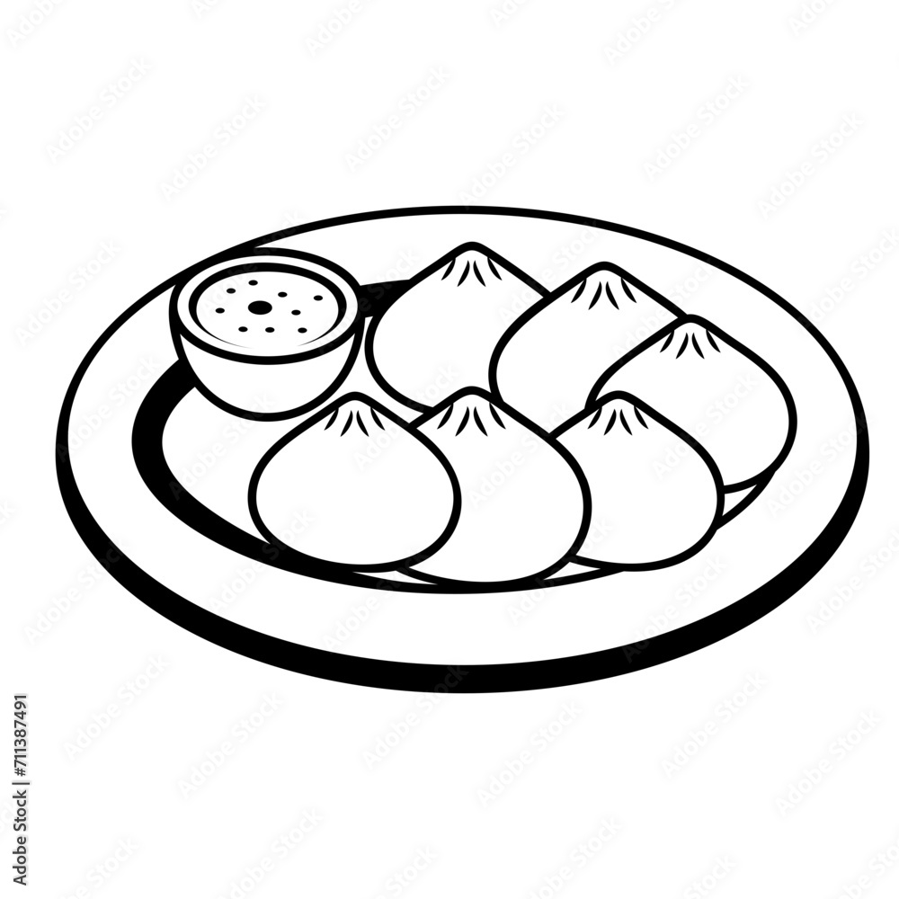 Dim Sim isometric Concept, China Street Food Vector Icon Design