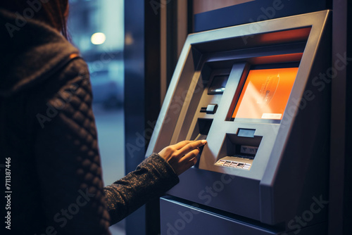 withdrawing money from an electronic card at an ATM
