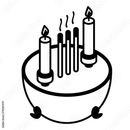Aromatic Incense isometric Concept, Celebration Candles Vector Icon Design, Traditional Chinese Culture Symbol, Lunar New Year of the  Dragon 2024 Sign, China Travel Guide Stock illustration