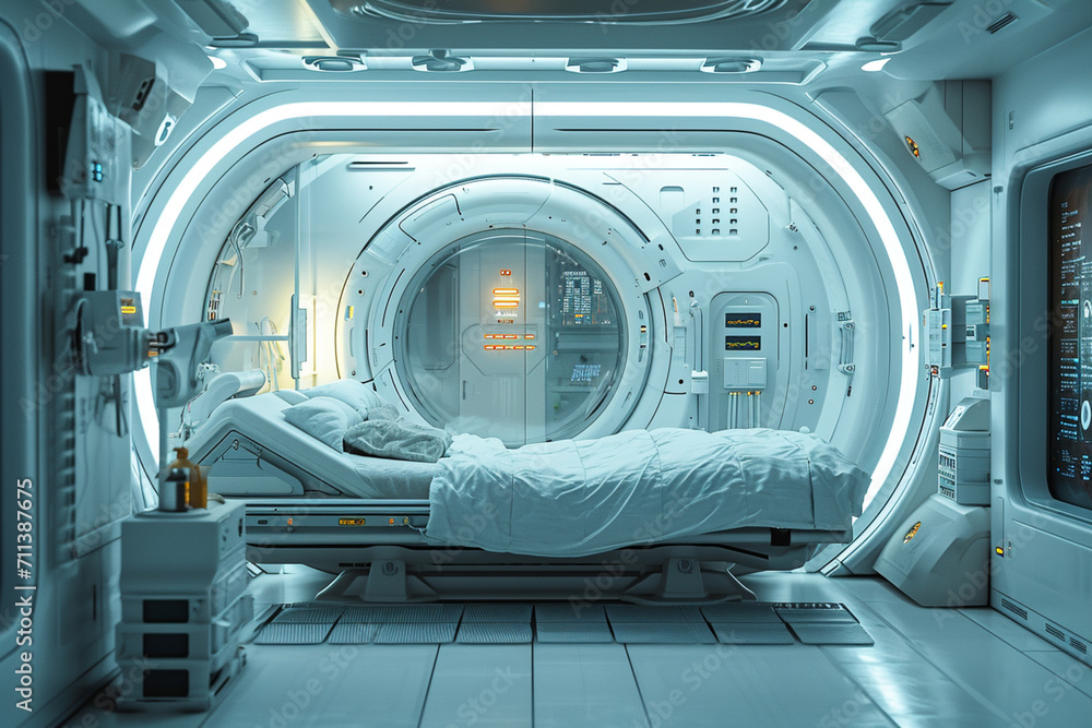 A futuristic alien hospital with advanced medical technology. A futuristic alien hospital with advanced medical technology.