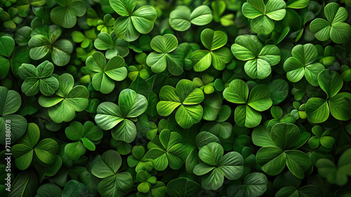 Happy St.Patriks day. Composition with clover leaves 