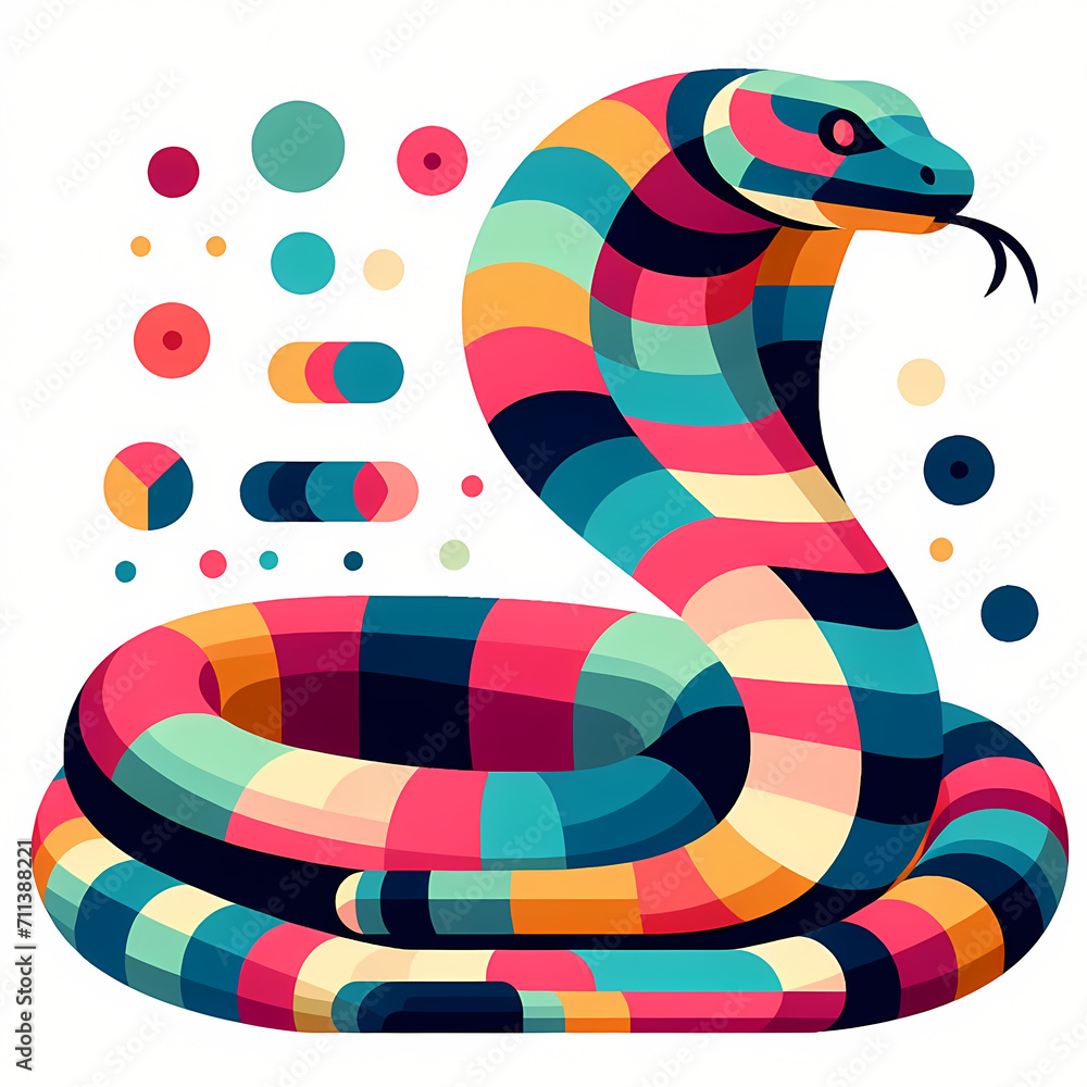Naklejka premium Low polygon geometric pattern snake on isolated background, origami. Snake illustration perfect for t shirt, wallpaper, wall decoration, cover, social media.