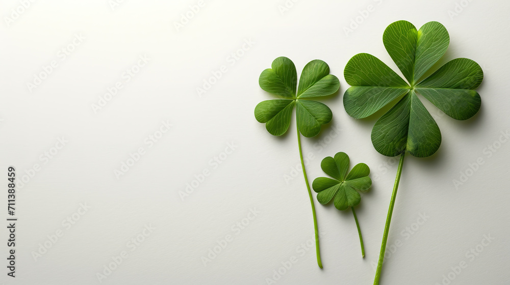Happy St.Patriks day, Clover on white background.
Happy St.Patriks day, Clover on white background.