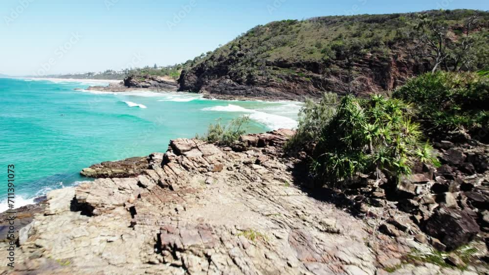Turquoise Seascape In Noosa Shire, Queensland, Australia - Aerial Drone Shot Turquoise Seascape In Noosa Shire, Queensland, Australia - Aerial Drone Shot