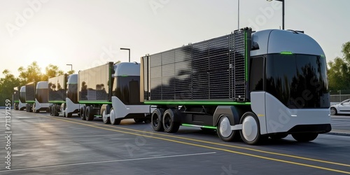 Eco-friendly, solar-powered trucks for cargo transportation photo