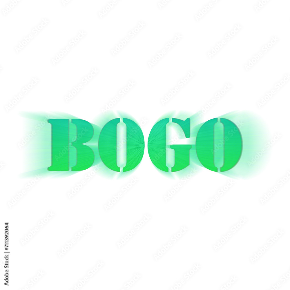 An abstract transparent cut out BOGO Buy One Get One Sale text type graphic design element. An abstract transparent cut out BOGO Buy One Get One Sale text type graphic design element.
