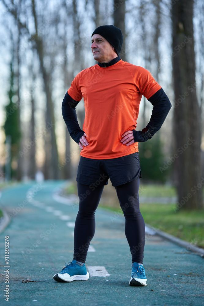 Athletic male runner ready for run